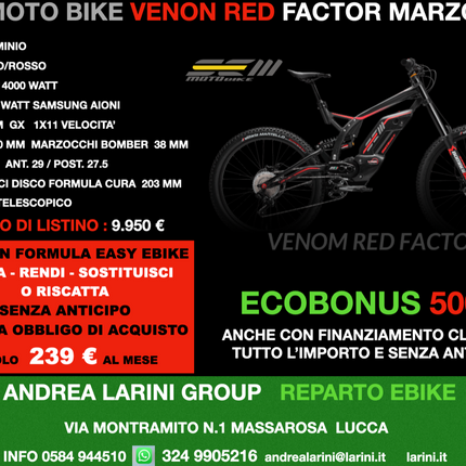 SEM MOTO BIKE VENOM RED FACTOR MARZOCCHI