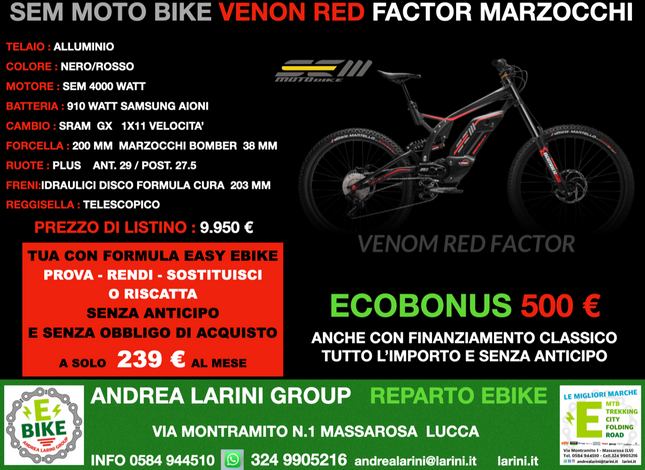 SEM MOTO BIKE VENOM RED FACTOR MARZOCCHI